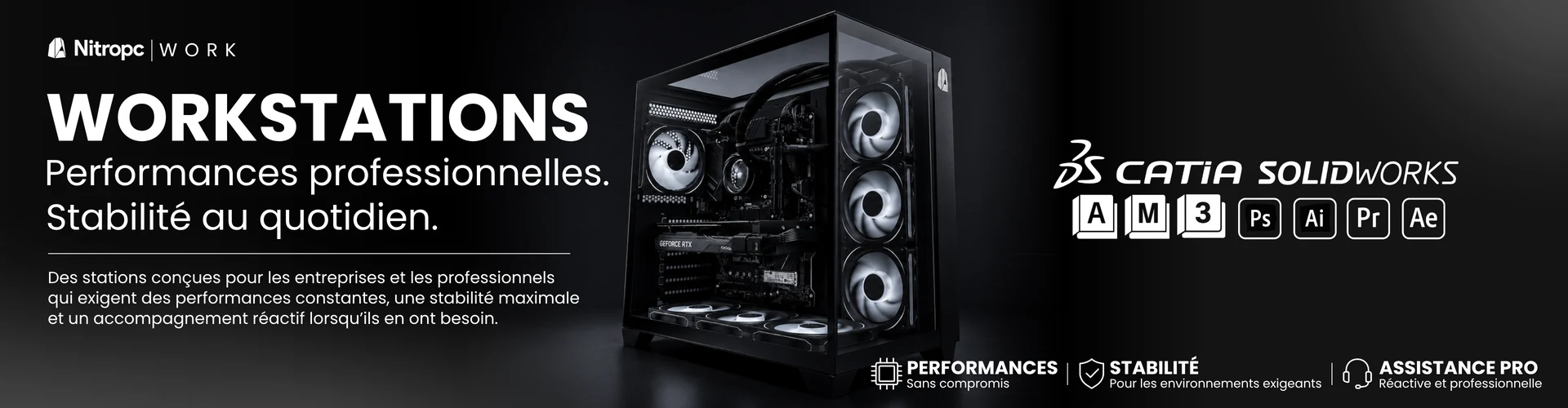 Nitropc Work · Workstations avec performances professionnelles et stabilité au quotidien